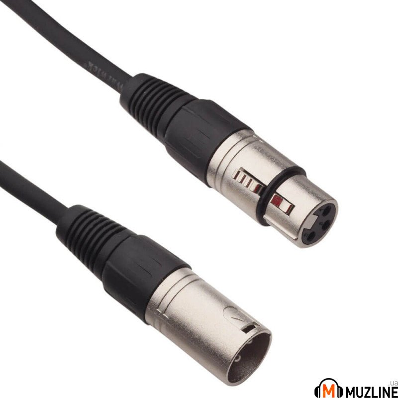 Микрофонный кабель ROCKDALE MC001-15M, XLR (папа) - XLR (мама), 15 м, черный